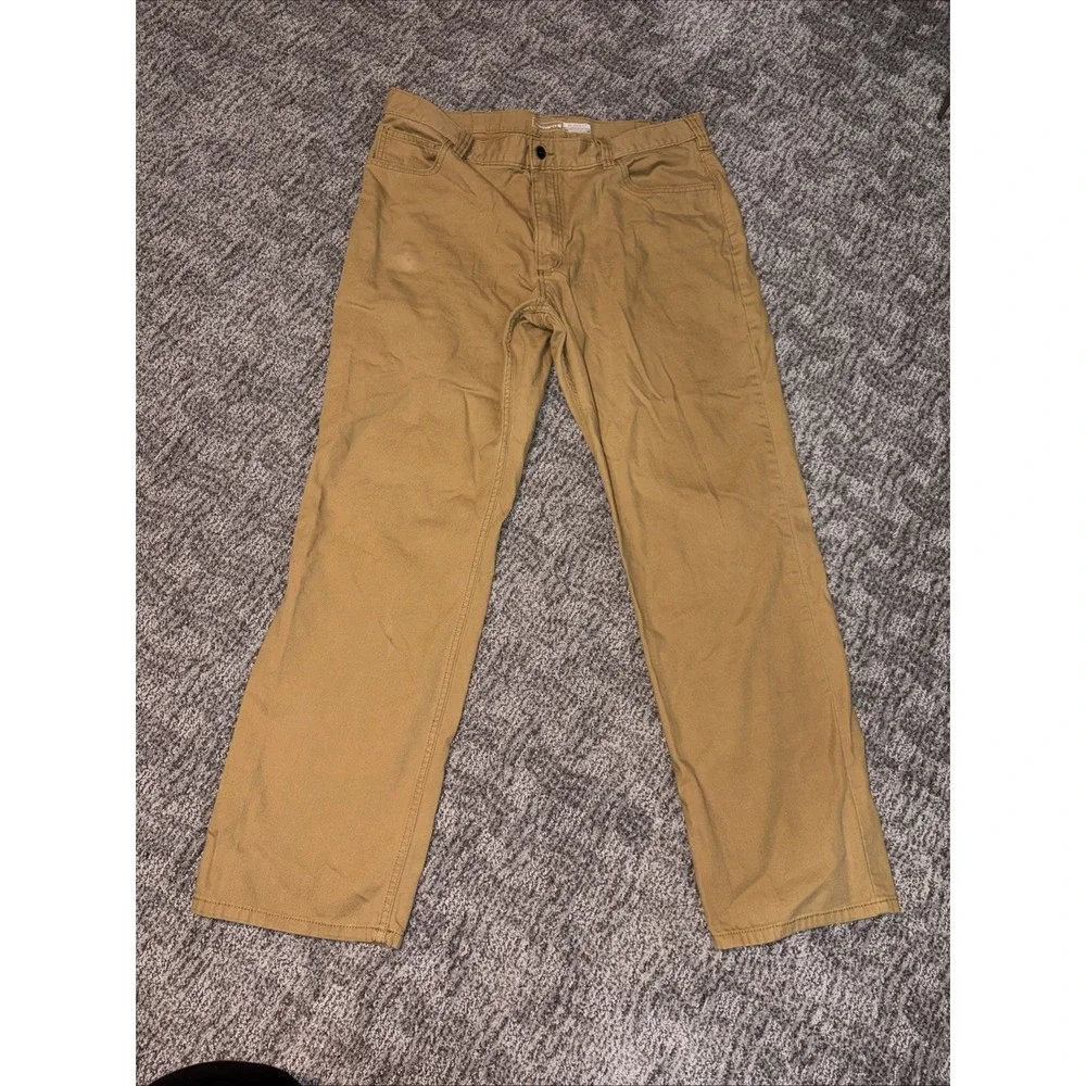 Preloved Carhartt Rugged Flex Relaxed Fit Canvas 5-Pocket Work Pants Tan 38x32